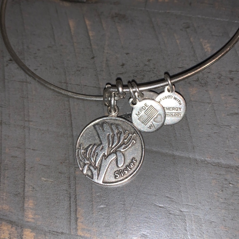 Alex and Ani Sister Charm Bangle‎ Rafaelian Silver Finish Expandable Bracelet